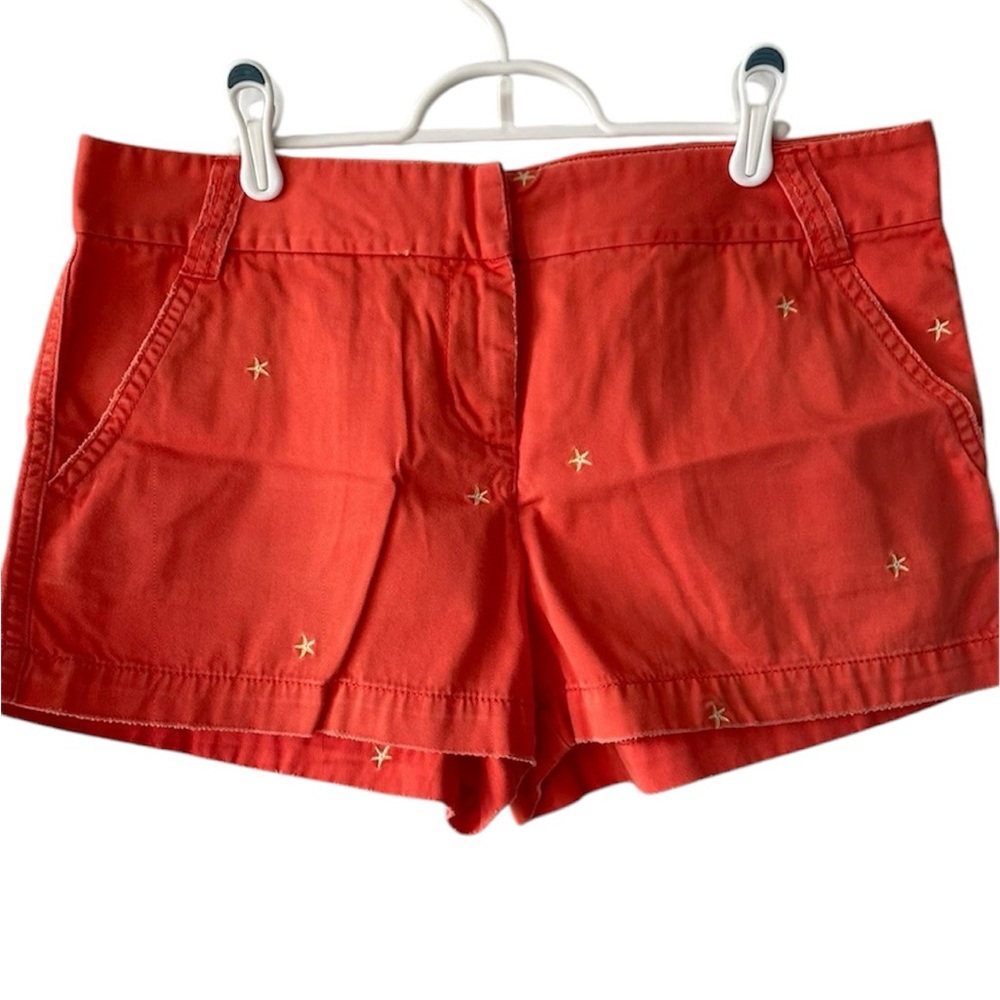 Women's J Crew orange starfish embroidered city fit shorts